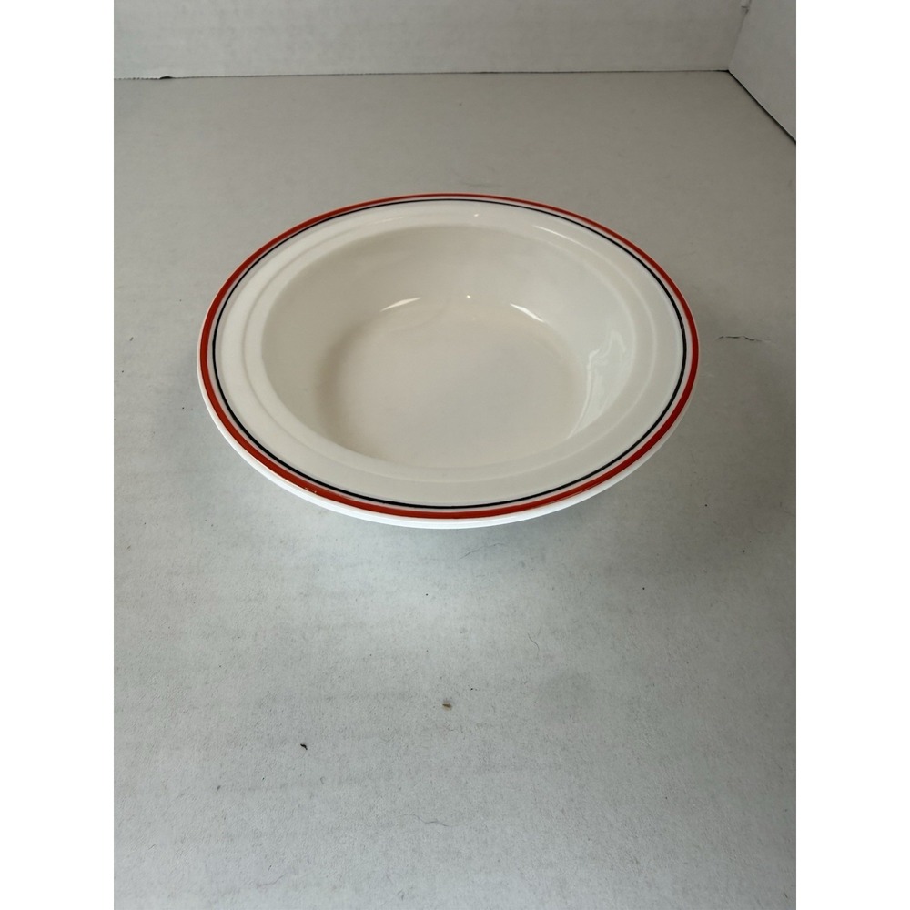 Hazel Atlas Moderntone Red Black Stripe Band 5" Bowl Mid Century Glass